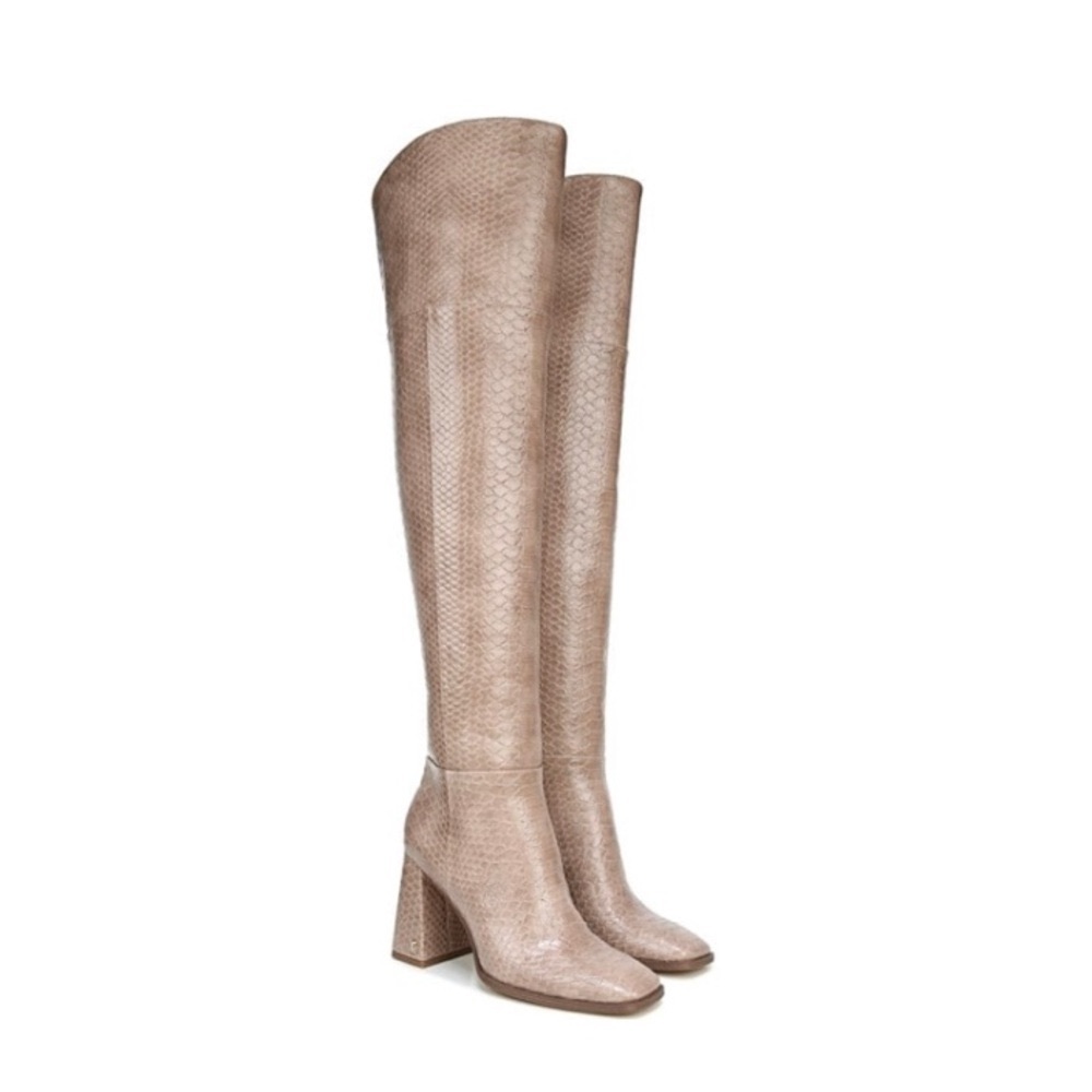 Sam Elderman Circus White/Tan knee high Croc boots